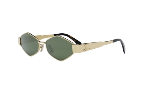 Celine Triomphe CL40254U 30N Shiny Endura Gold/Green Metal Women’s Sunglasses