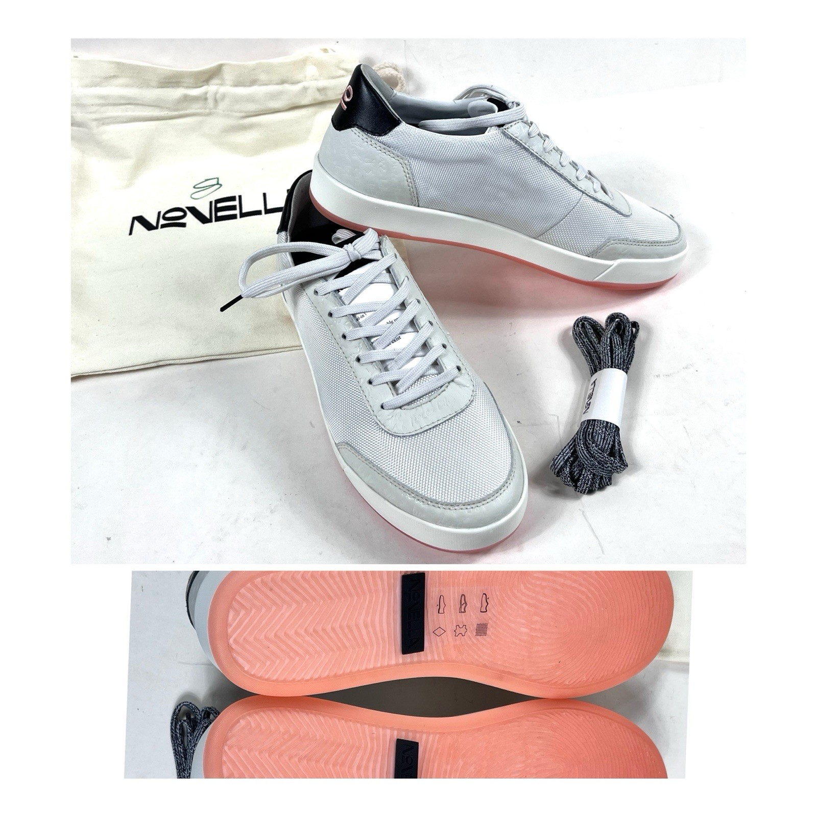 Novella No. 0688 Leather Sneakers Pink Peach Men 8 Women 9.5 NEW W/ Bag Poem