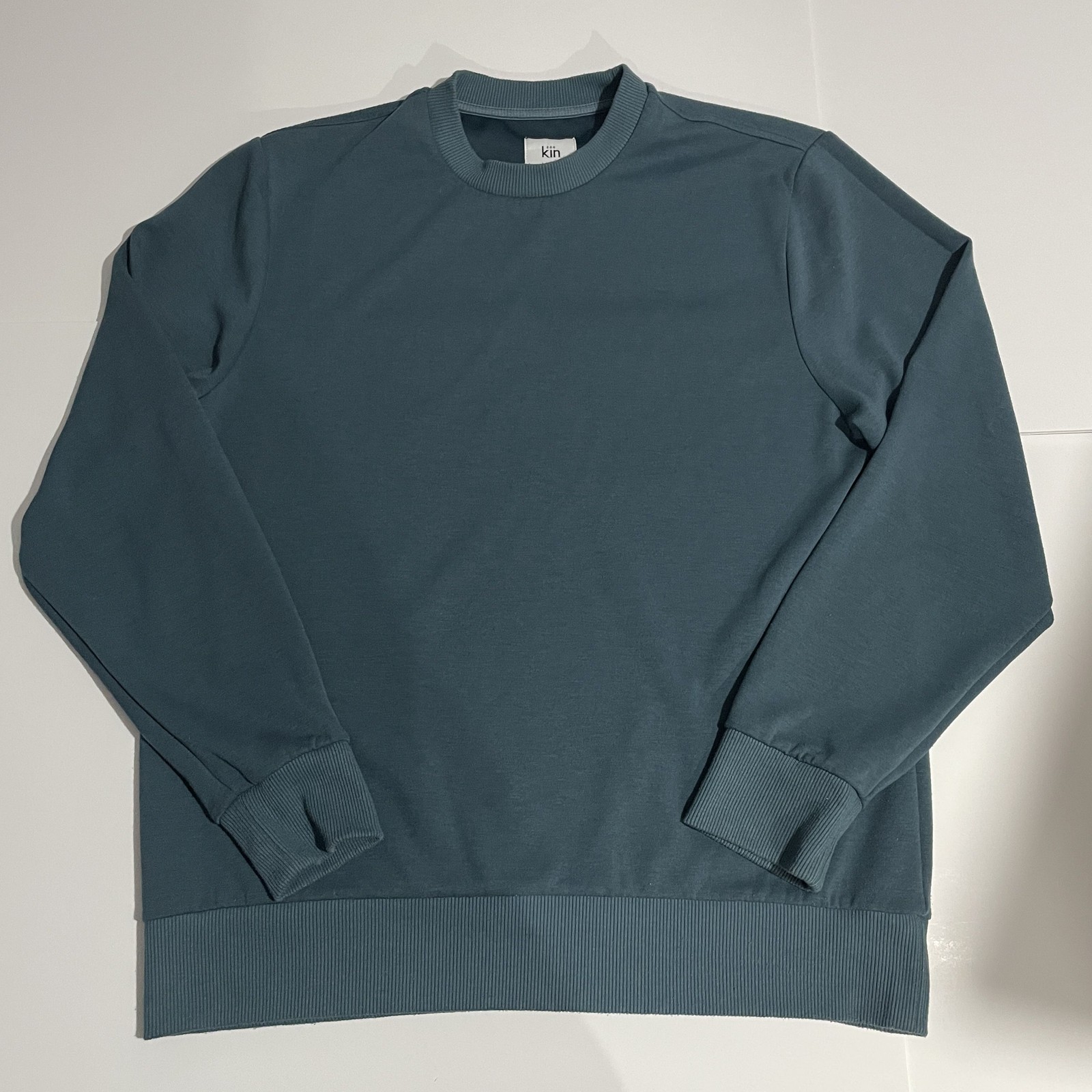 Kin Mens Teal Blue Green Oversized Sweatshirt Size Medium