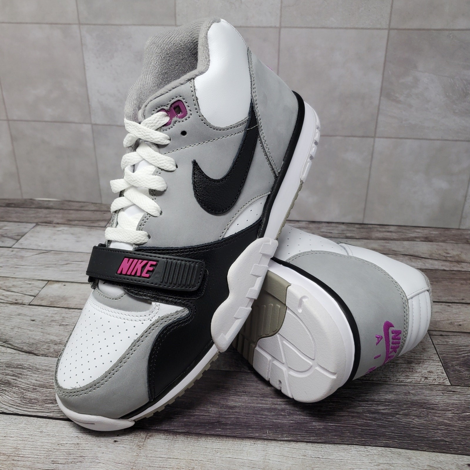 Nike Air Trainer 1 FN6885-062 Medium Grey Black White Hyper Violet Mens Size 9.5