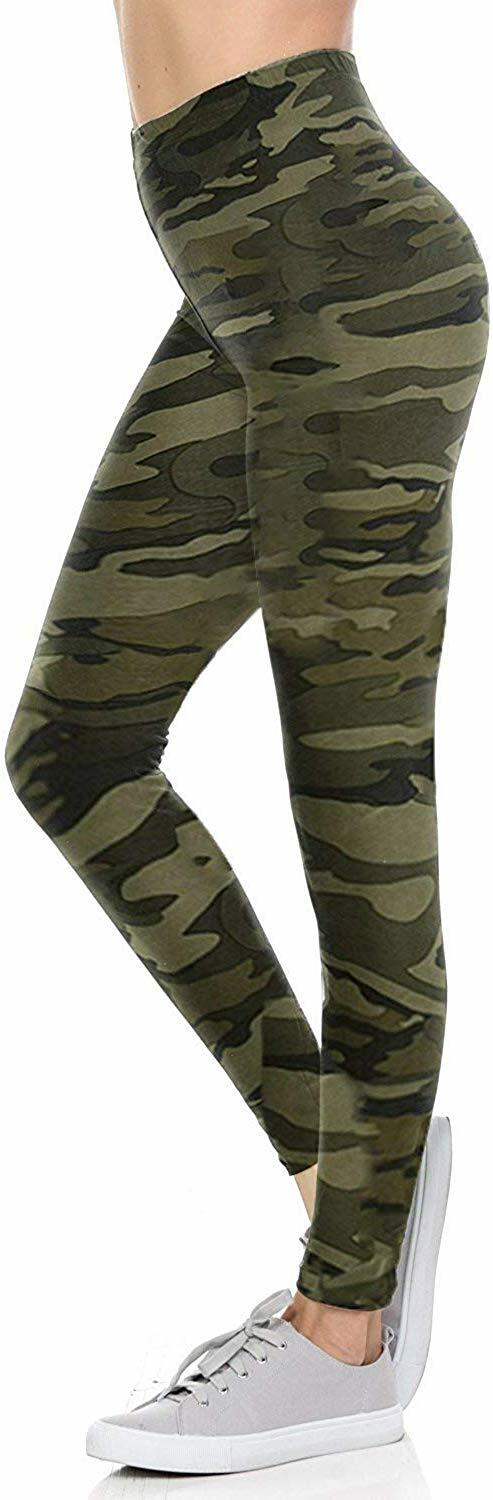 Jack David Women’s Plus Size Army Green Camo Camouflage Soft Leggings 1X-2X-3X