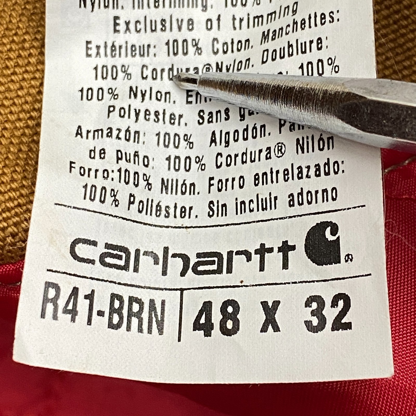Carhartt Bib Overalls 48X32 Brown Canvas Quilt Lined Duck Zip-to-Thigh R41 BRN