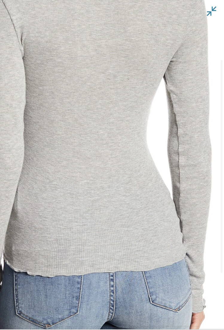 Abound Lettuce Edged Knit Top Grey Medium Heather Size XXS, XS,S, M, L, XL, XXL