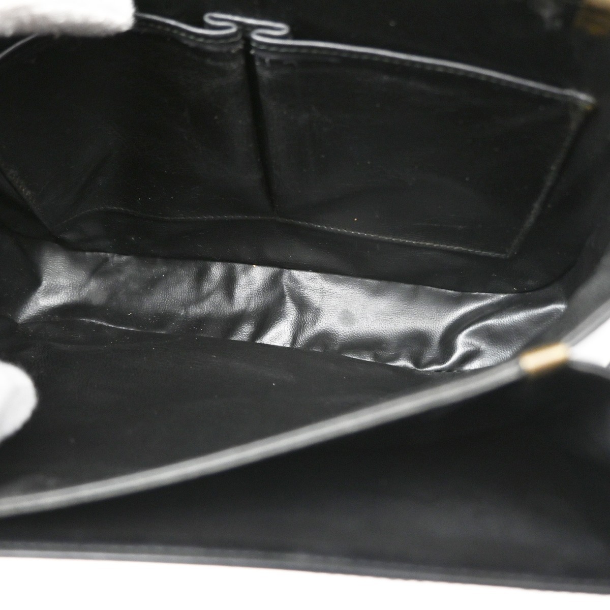 CELINE PARIS Logo Horse Carriage Shoulder Bag Leather Black Gold Italy 38KD451