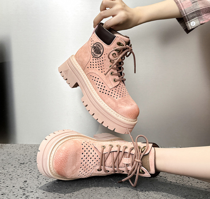 Summer Hollowed Out Ankle Boots Womens Outdoor Hiking High Top Workwear ShoesNew