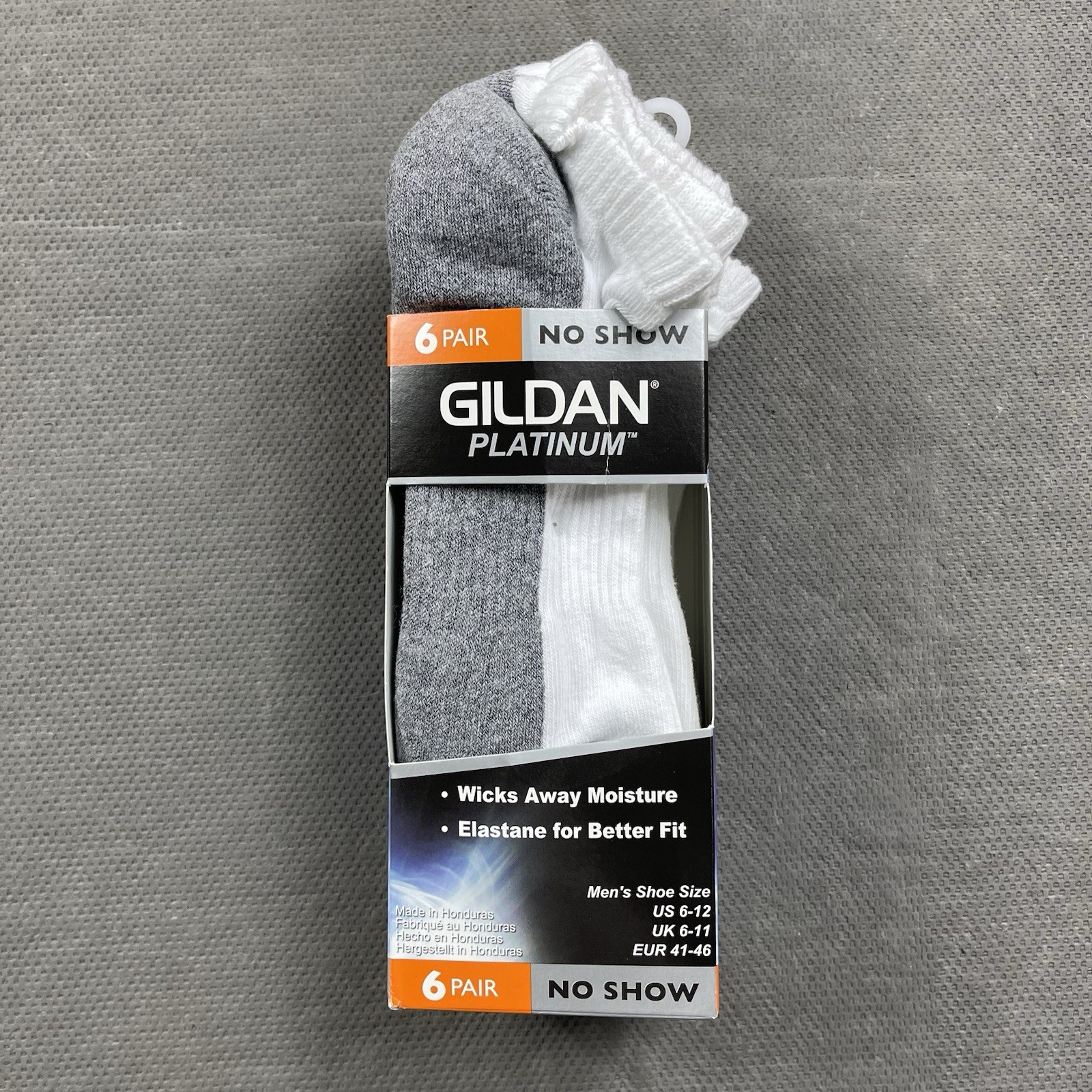 Gildan Platinum No Show Socks Mens Shoe Size 6-12 White 6 Pair Wicking Soft New