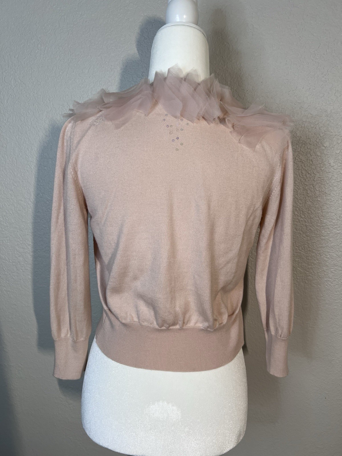 Oscar de la Renta Soft Pink Cardigan Size M Coquette Fairycore Romantic