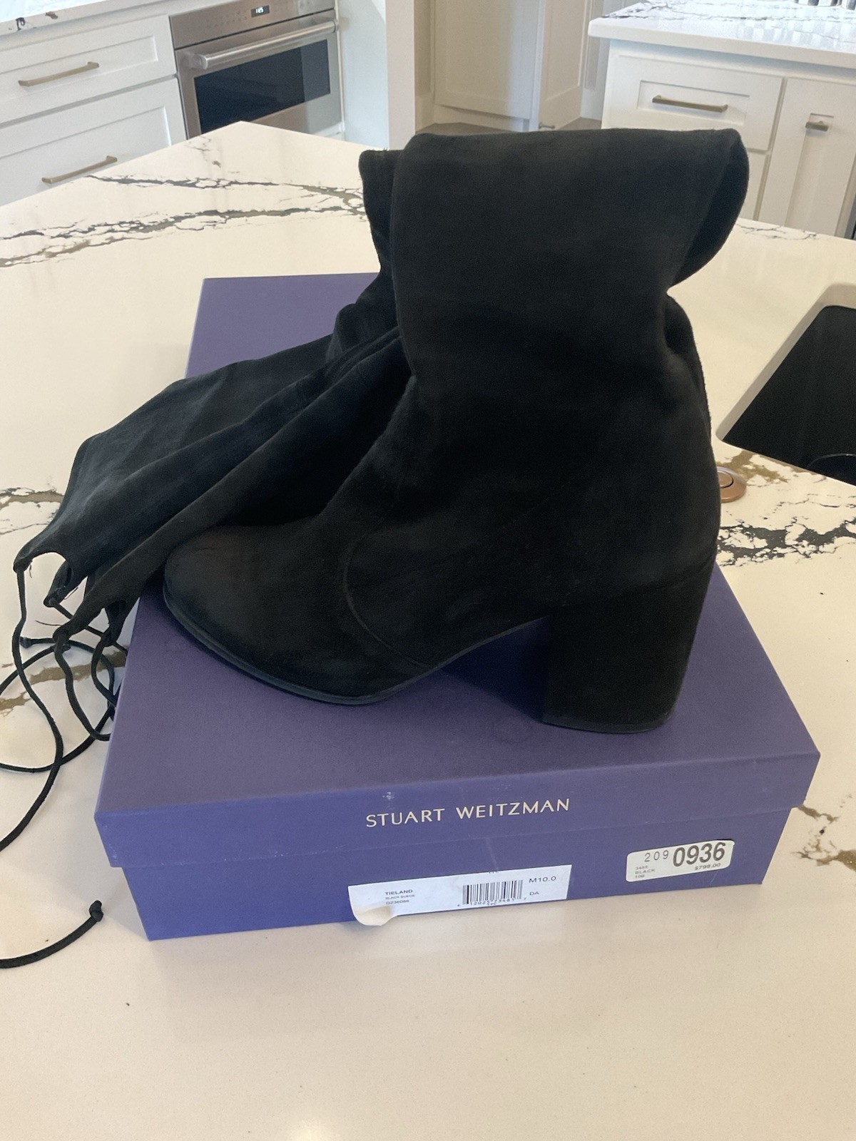 Stuart Weitzman Tieland Black Suede Over-the-Knee Pull On Stretch Boots 10