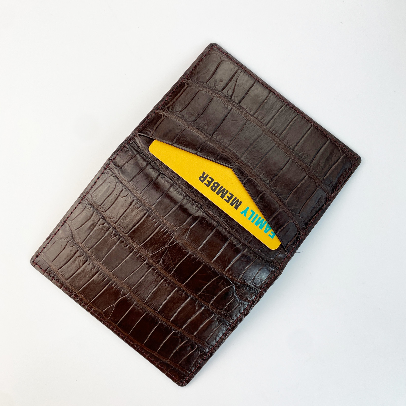Real Crocodile Brown Mini Leather Bifold Wallet Slim Bifold Wallet RFID Blocking