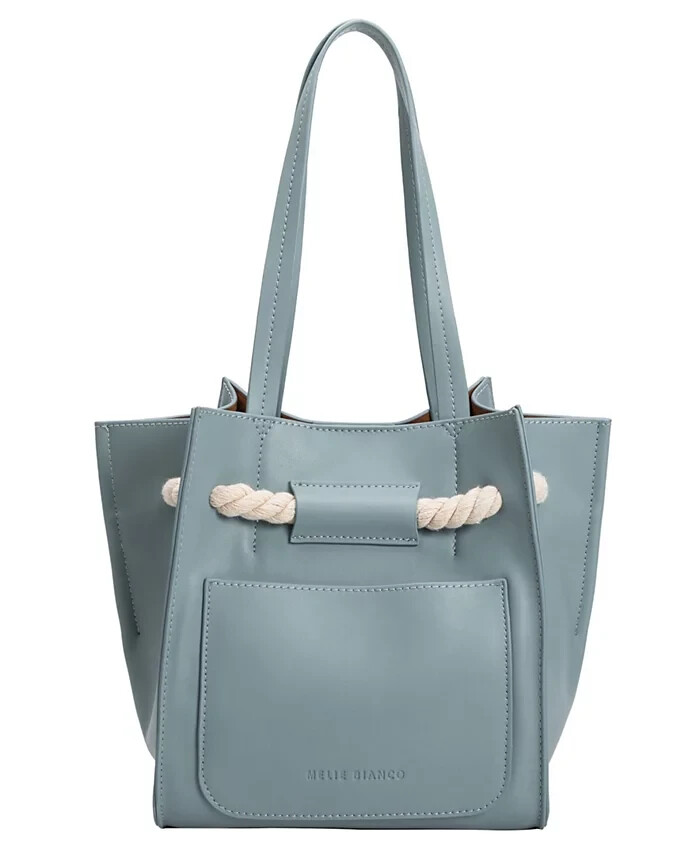 Melie Bianco Monica Mini Structured Top Handle Vegan Tote Shoulder Bag Blue NWT