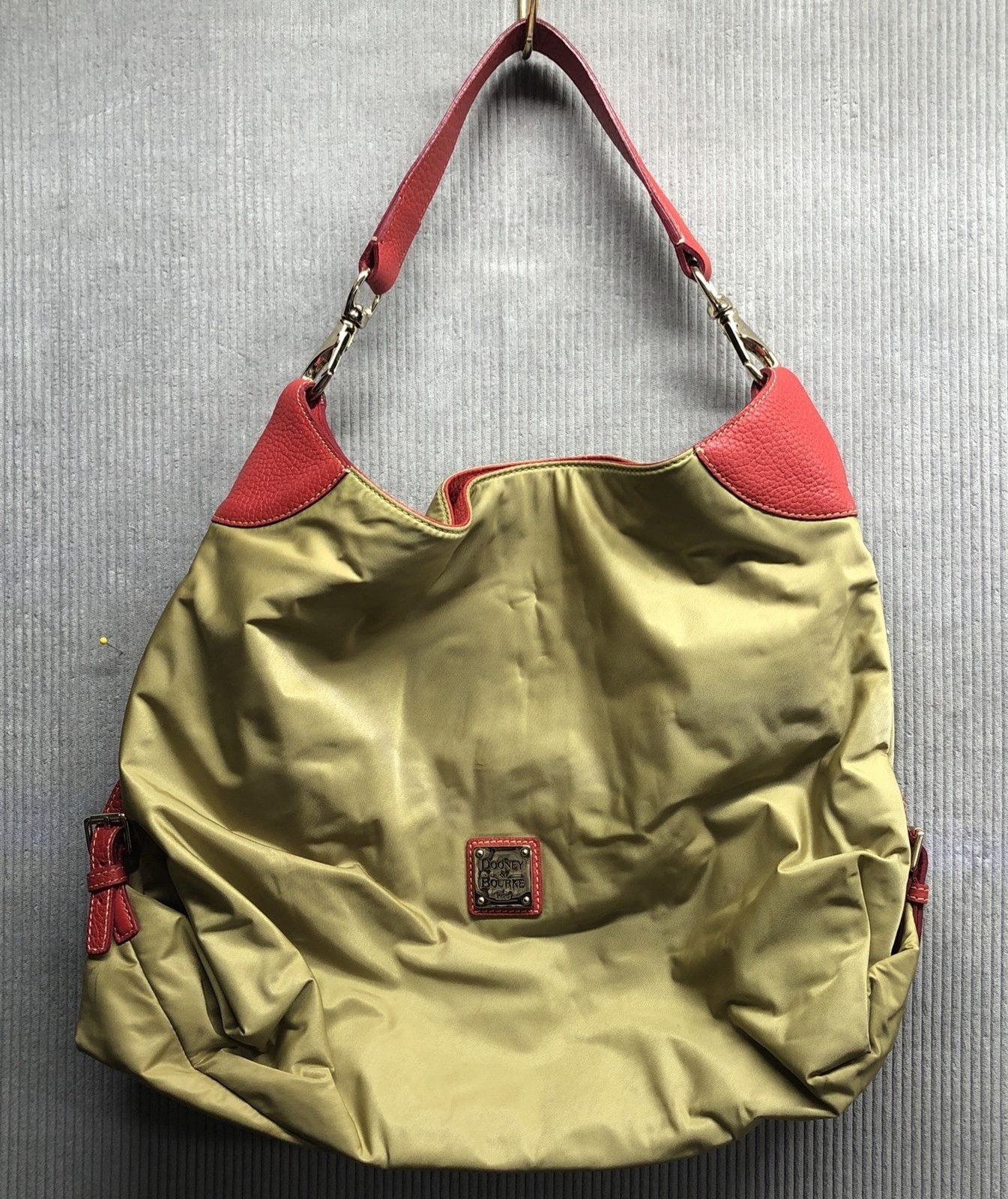 Dooney & Bourke Canvas Nylon Purse Shoulder Bag Tan & Red
