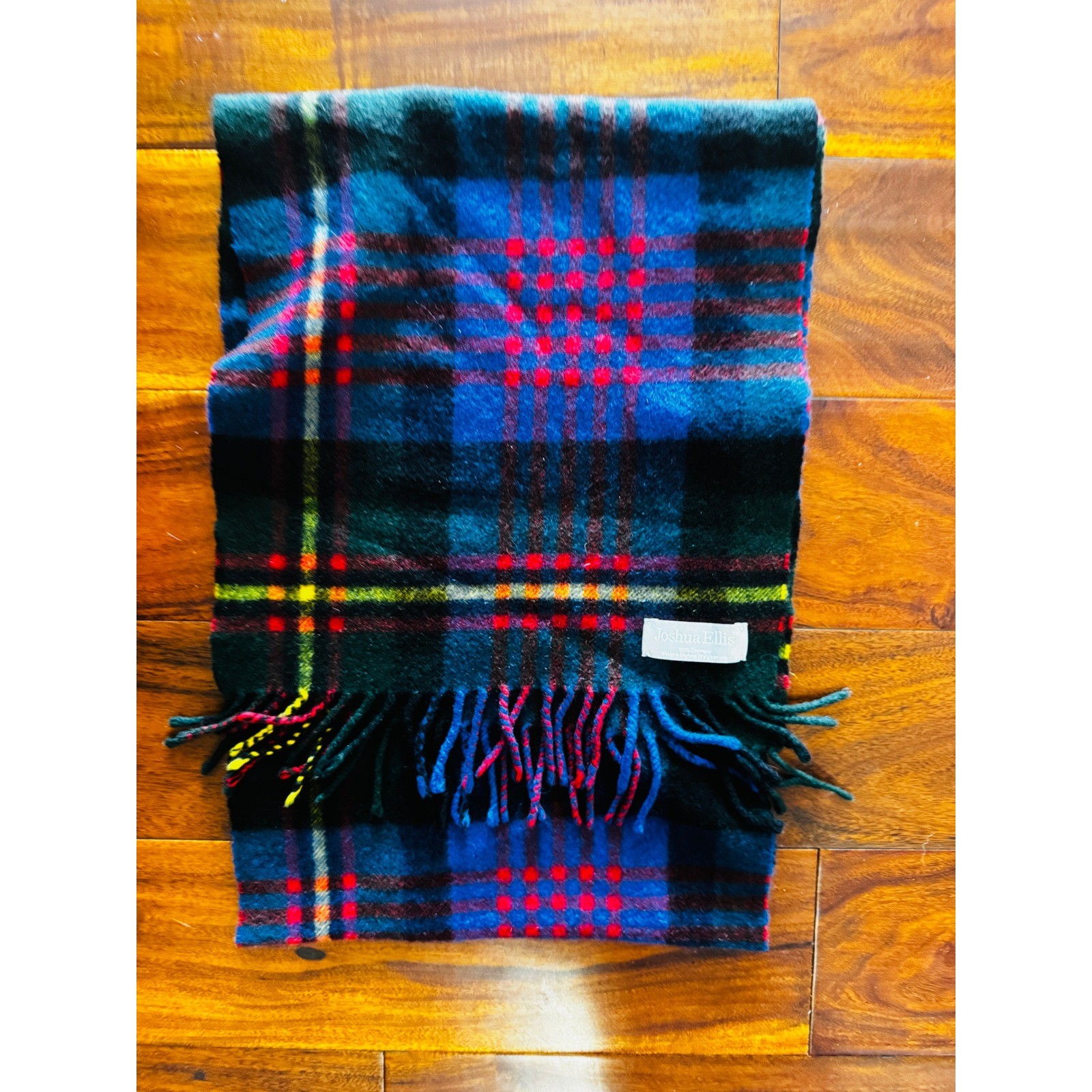 Joshua Ellis Scarf Unisex OS Multicolor Excellent 100% Cashmere Woven in England