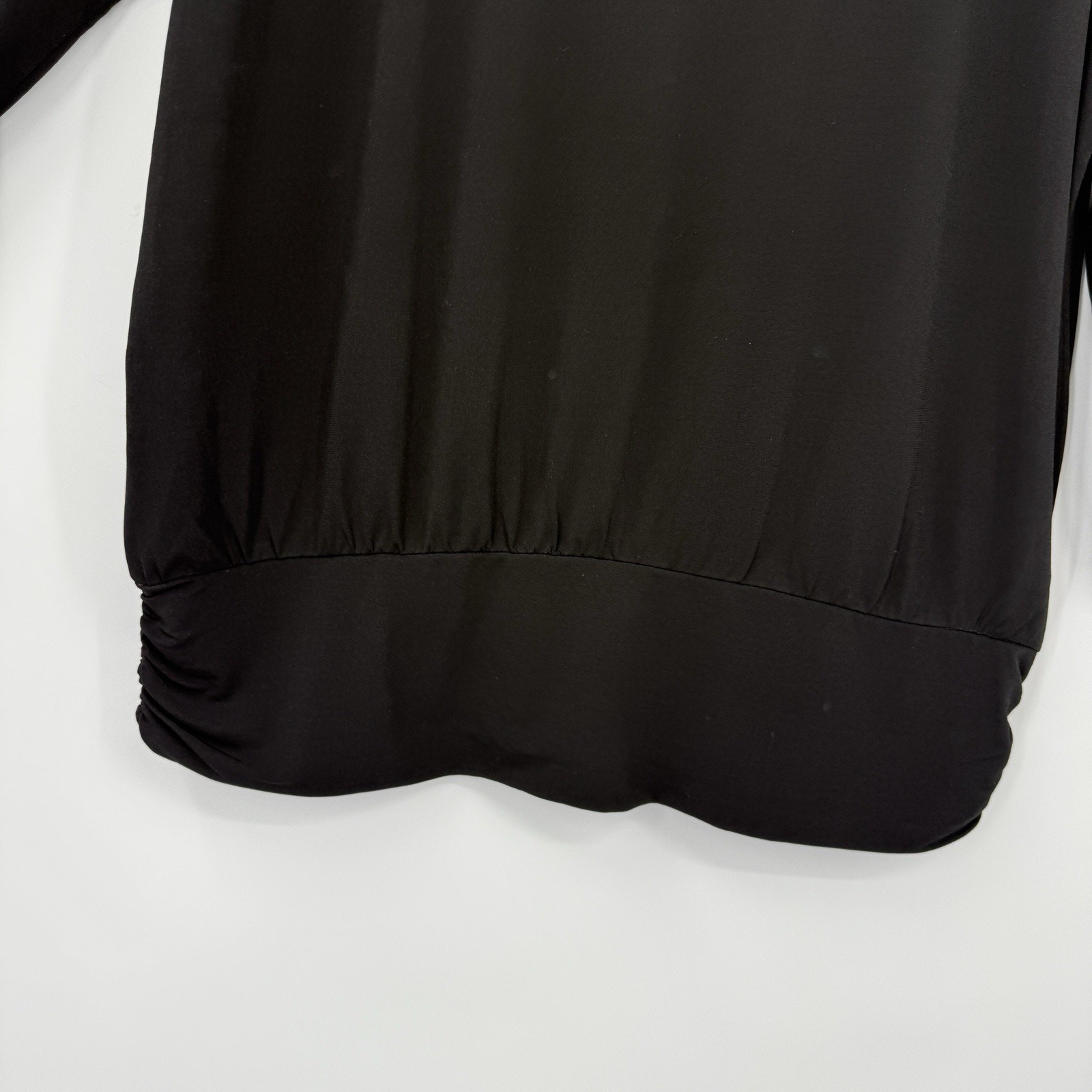 Chicos Travelers 3 Top XL Black Dolman Sleeve Banded Hem Pullover Minimalist