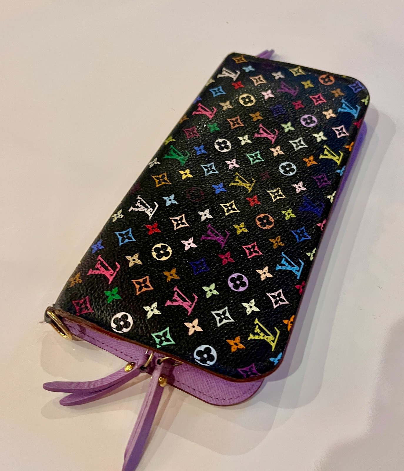 Louis Vuitton X Murakami Multicolore Insolite Wallet Black Violet