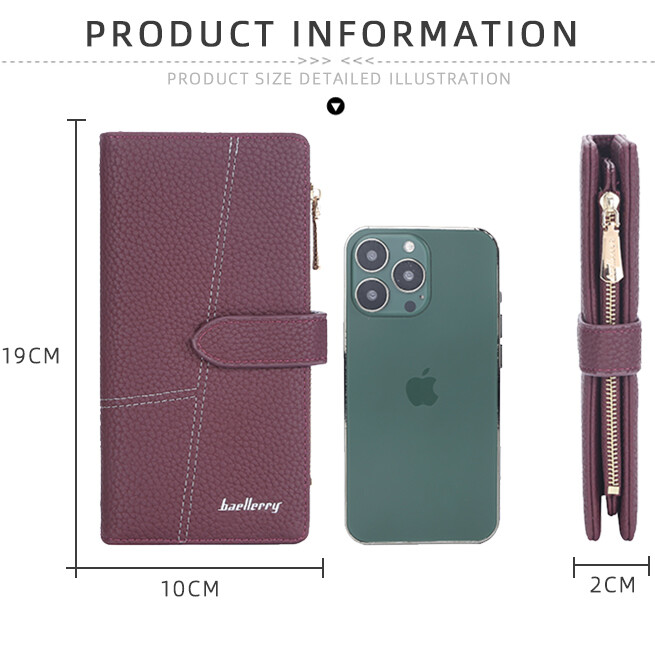 Women Slim Trifold Wallet with Zipper Pocket Hasp Clutch Purse Multi Card Holder