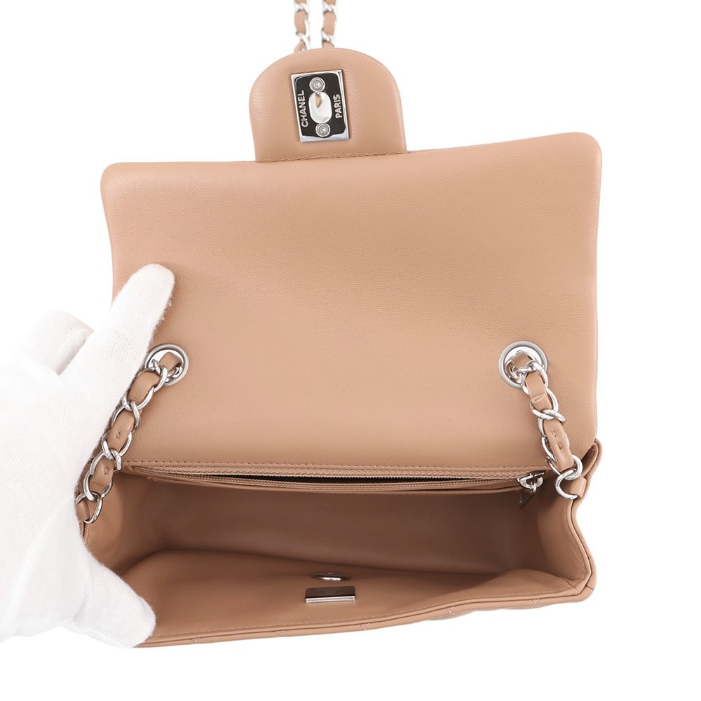 CHANEL Mini Matelasse ChainShoulder Bag Size 20 Lambskin Dark Beige A69900