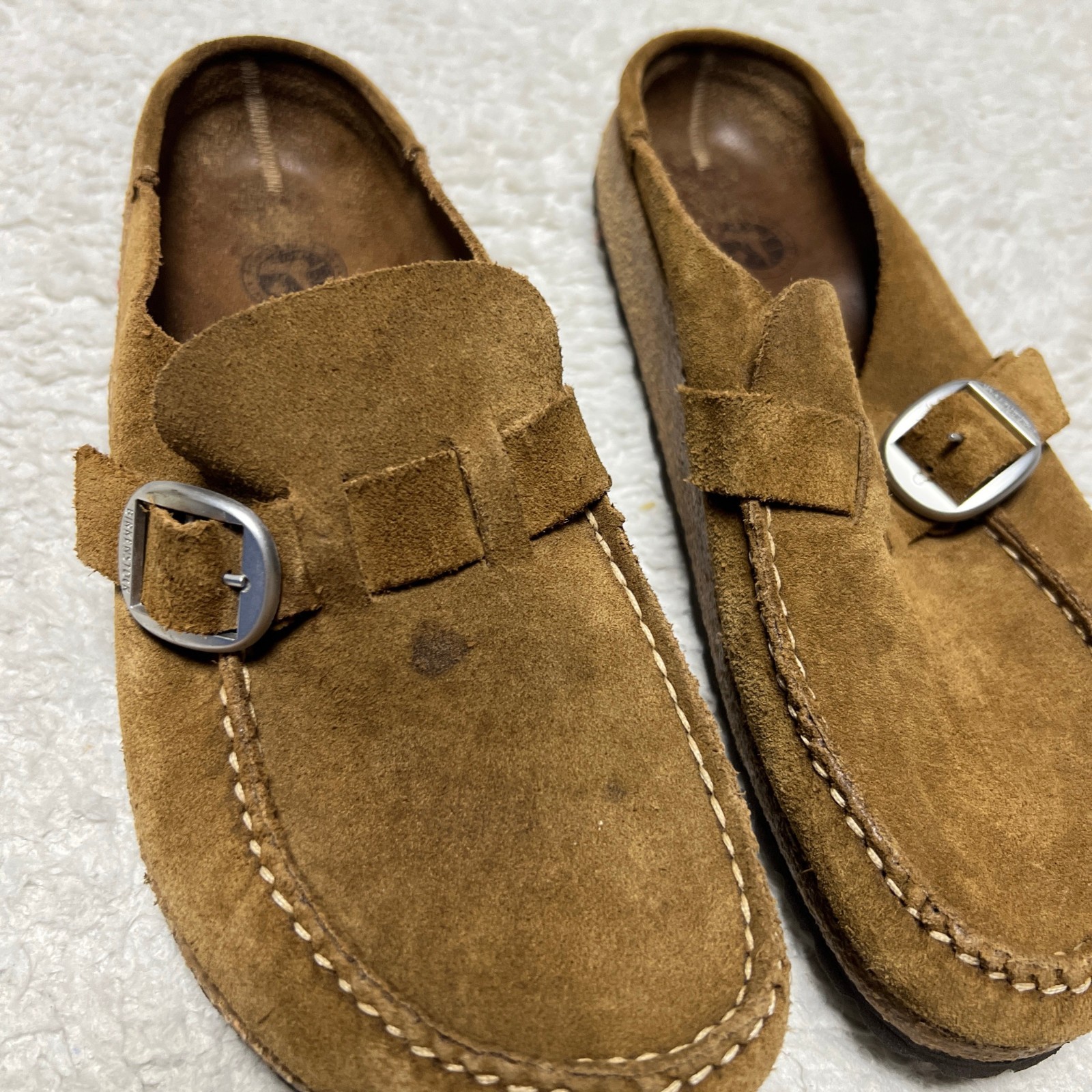 Birkenstock Buckley Clogs Mens 40 Brown Medium Narrow Suede Slip On Sandals