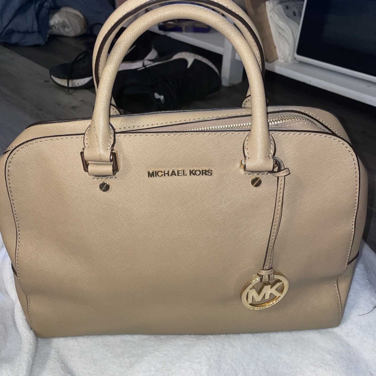 MICHAEL KORS SAVANNAH Tan LARGE SATCHEL LEATHER NWOT msrp: $398