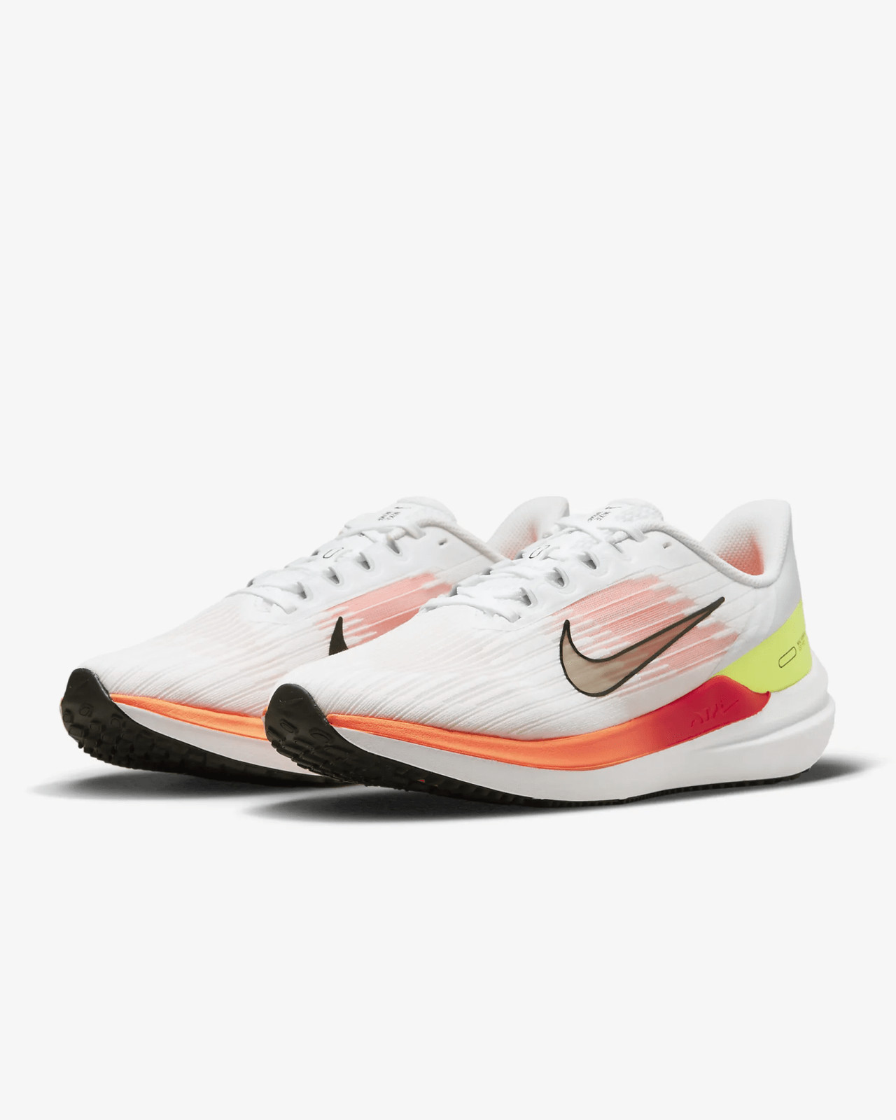 Nike Air Winflo 9 White Total Orange Volt Black DD6203-100 sz 13 Men’s
