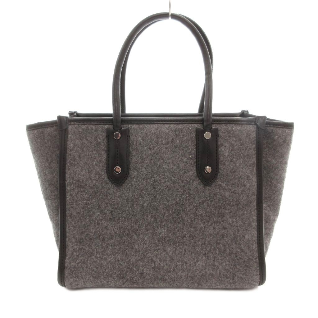 Used Kate Spade handbag shoulder 2WAY felt logo print gray black YJ GY11 Ladies