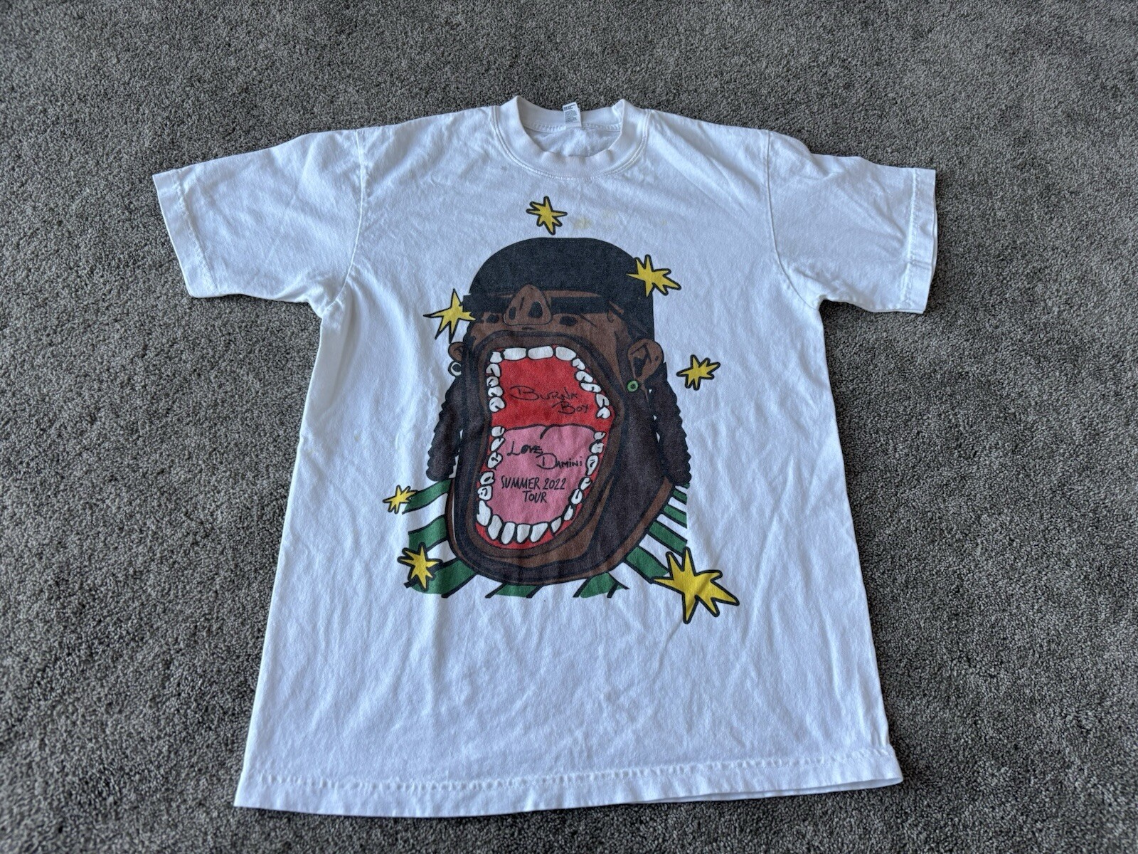 Burna Boy Shirt Mens Small White Love Damini Summer 2022 Concert Tour USA Music