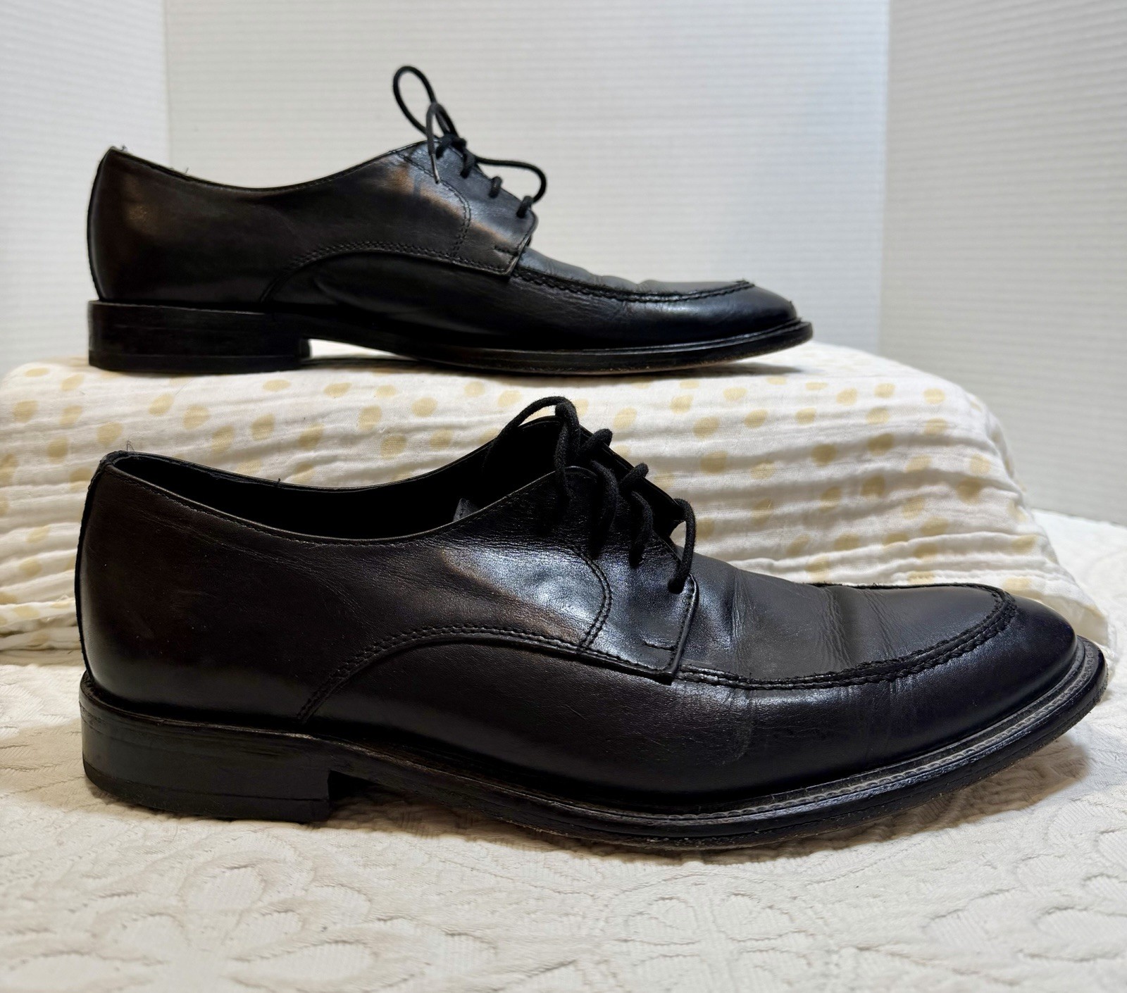 Men’s Soft Feel Black Leather Dress Shoes EU 44 (approx. US 11) Made In Italy.