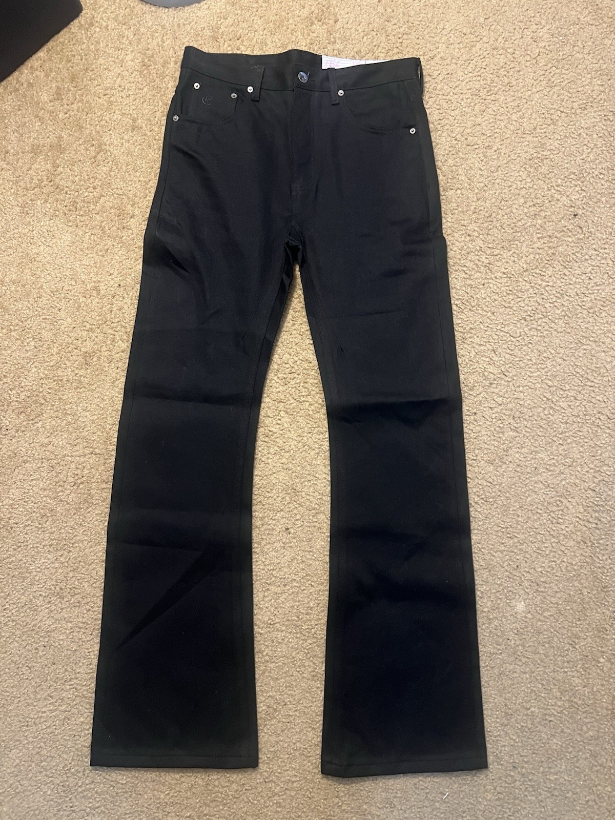 Elysian Jet Black Bootcut Selvedge Denim Jeans Size 32×34