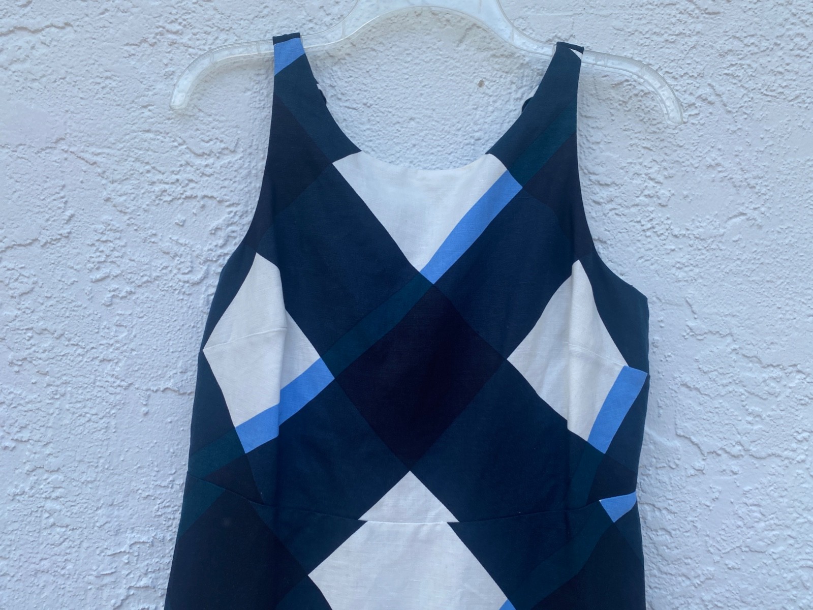 NWT Ann Taylor Sleeveless Linen Cotton Blend Halter Dress Blue White BlackSZ 6P