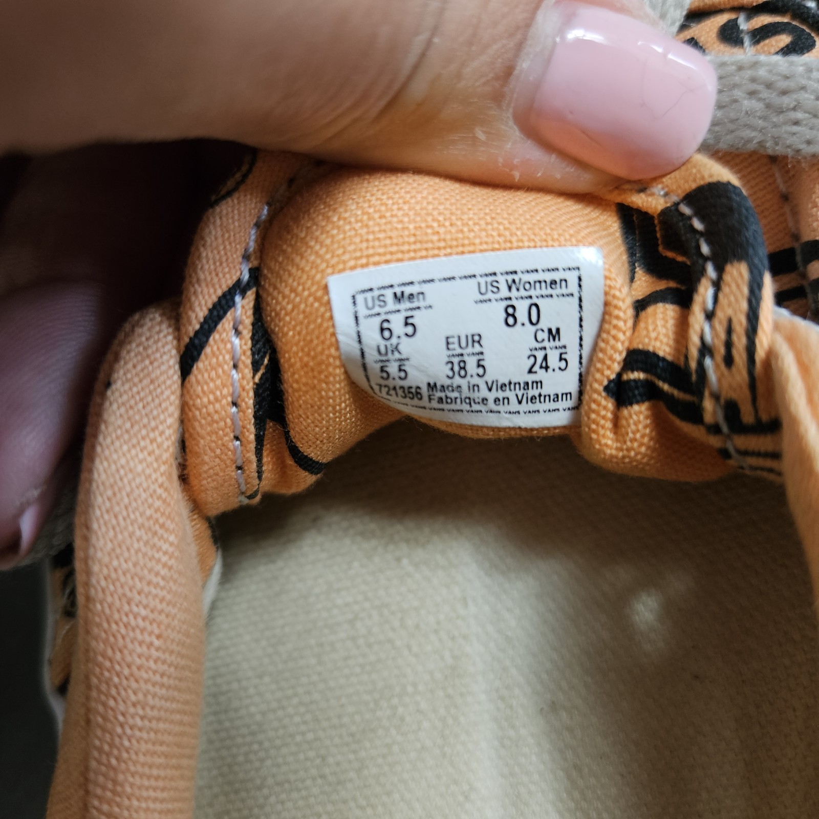 Vans Era Off The Wall Multi Logo Peach Orange Skate Shoes Men 6.5 Women 8