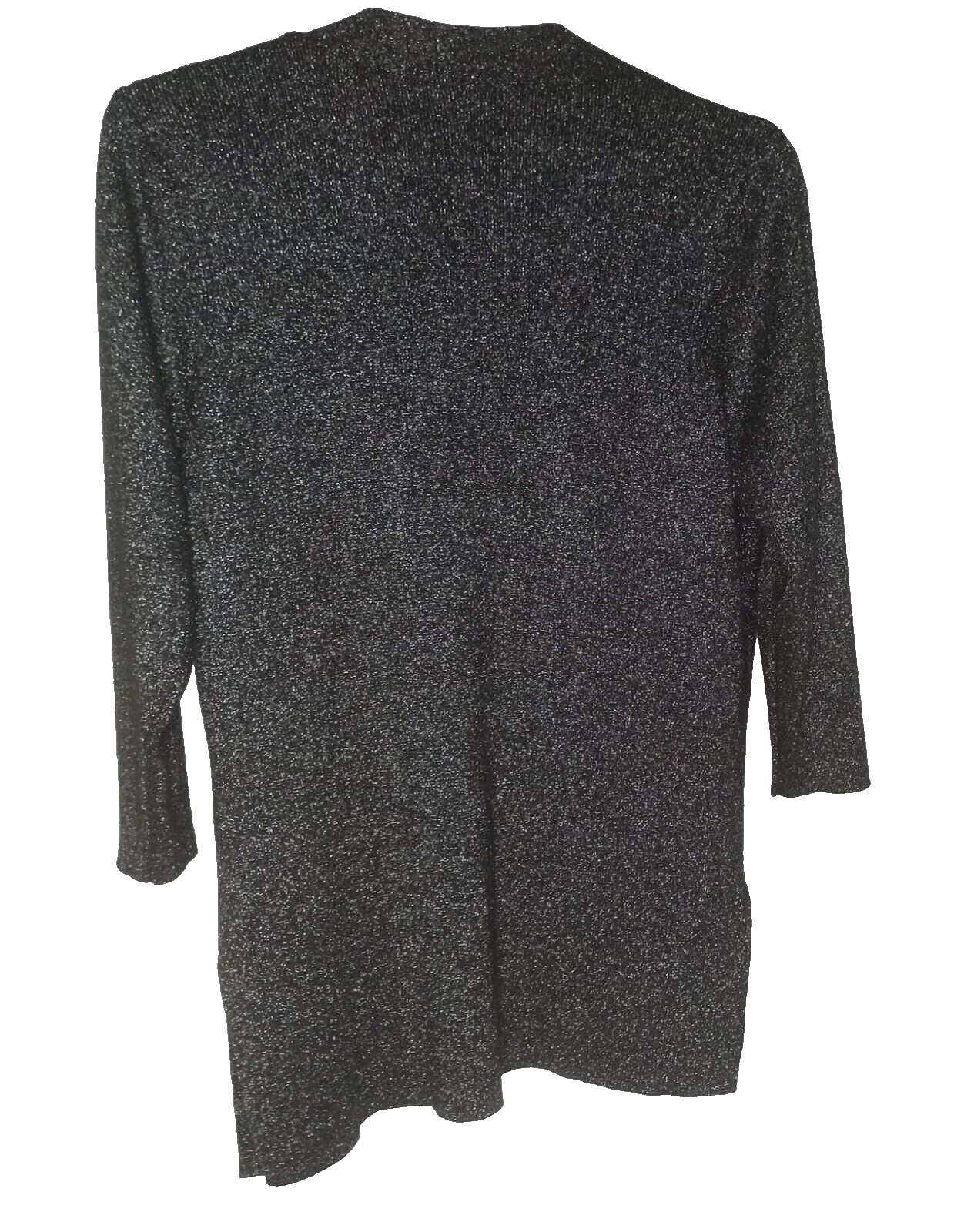 Susan Graver Womens Cardigan “Style” Sweater 1X Black Silver Casual Elegance