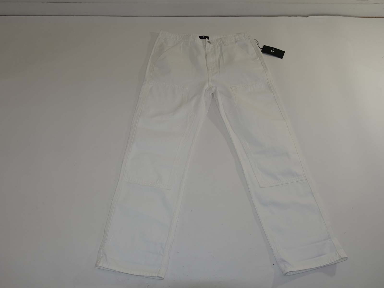 7 For All Mankind Mens Utility Workwear Jeans Size 31 x 30 NWT White Denim Pants