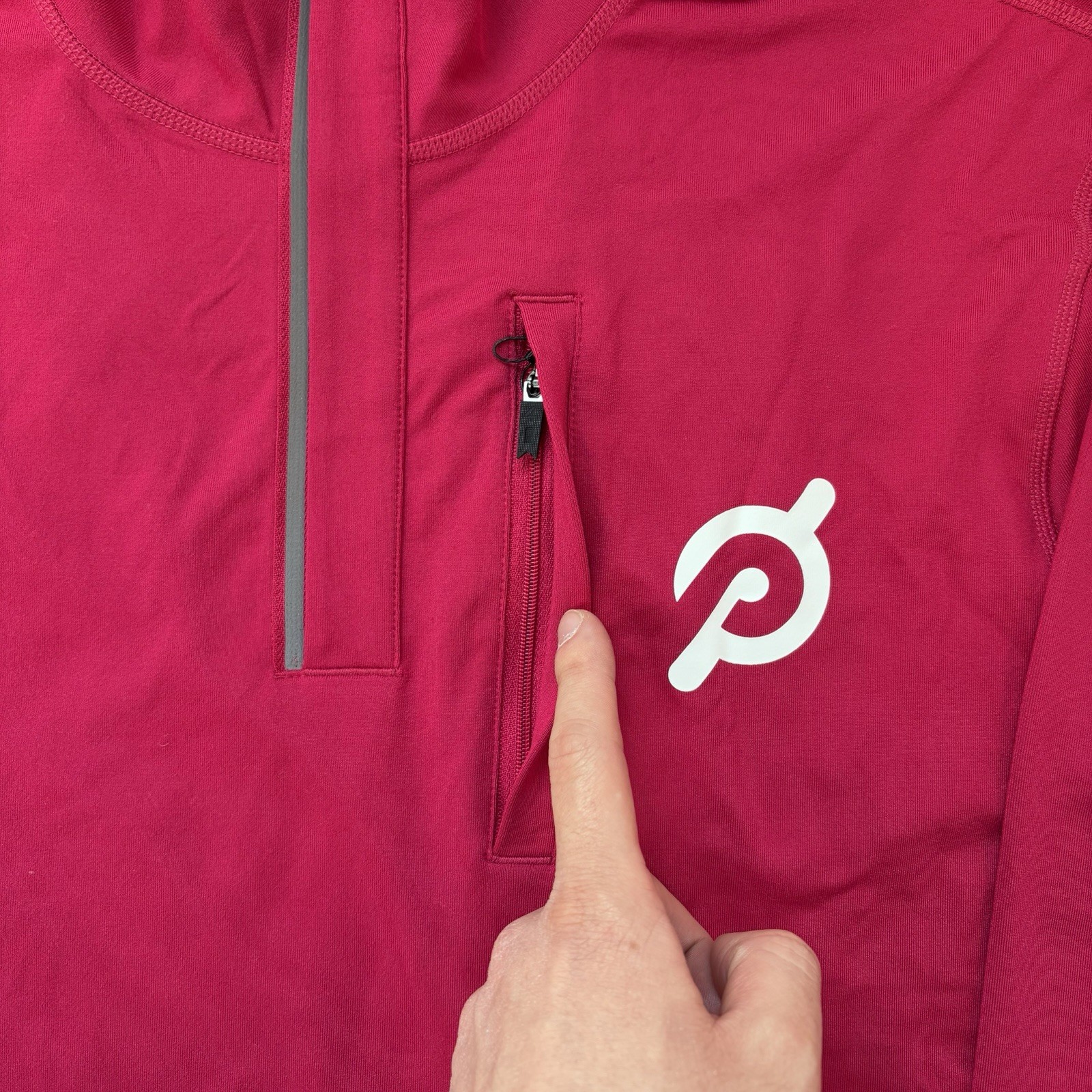 NEW Peloton x Fourlaps Venture 1/2 Half Zip Pullover Zip Pocket Pink Size Large