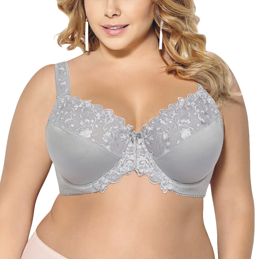 32-54C-J Plus Size Bra Full Coverage Underwire Wide Strap Soft Cup Support Panel