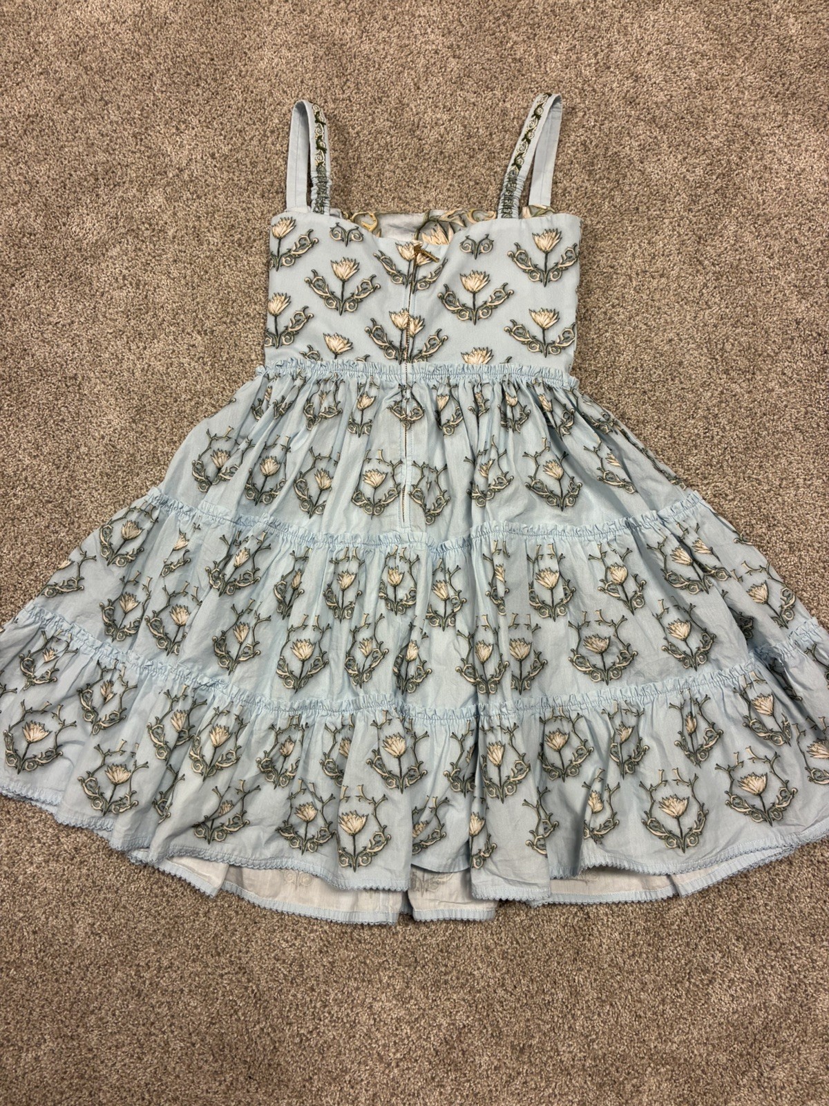 Agua by Agua Bendita Lima Laguna Mini Dress Blue Floral W Humingbirds SZ XS