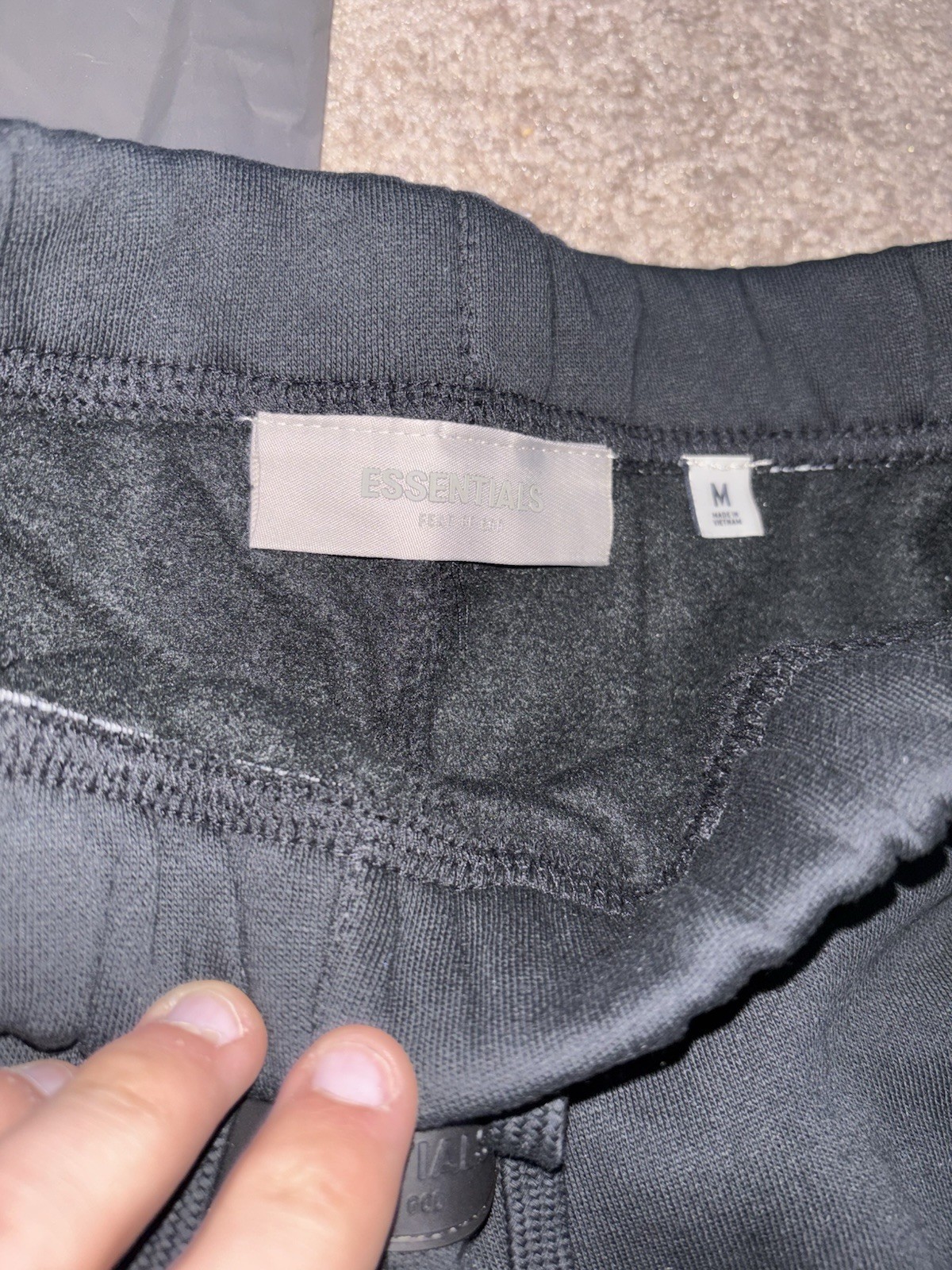 Essentials Men’s Black Solid Sweat Shorts Drawstring Elastic Waist Logo
