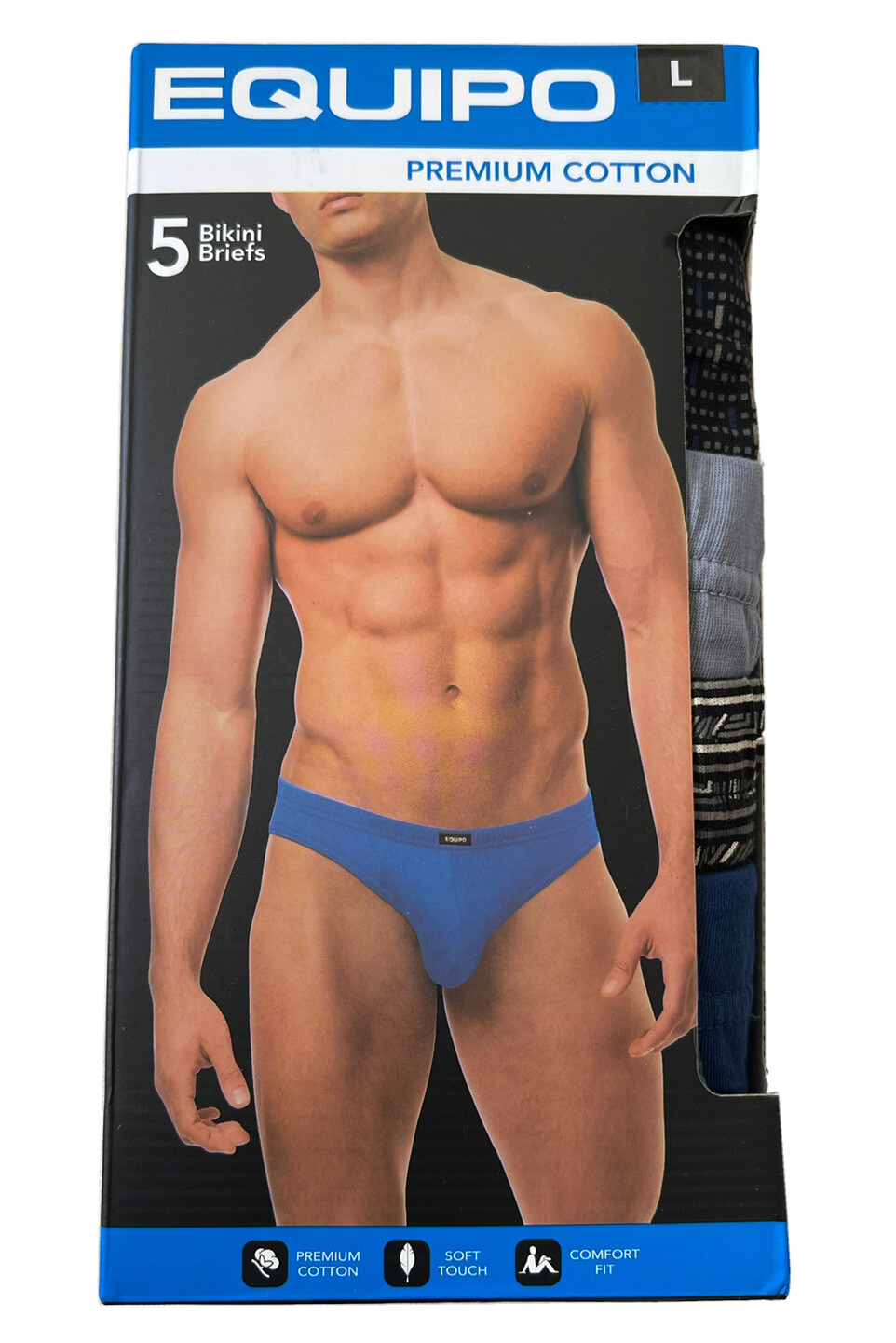 Men Equipo 5-Pack Bikini Briefs Navy-Black-Gray No Fly Premium Cotton Underwear