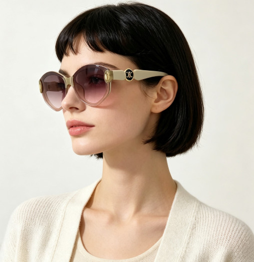 Celine 26063 Cat‑Eye Sunglasses Triomphe Logo Pink Gradient Lens 57‑14-140