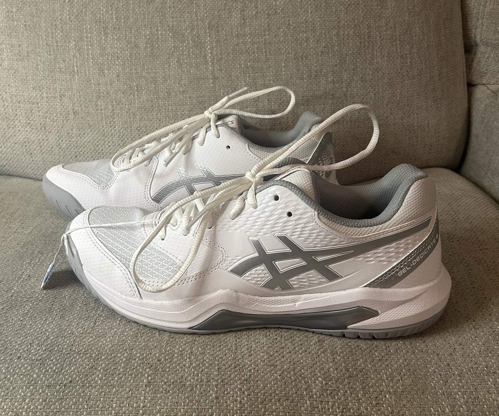 ASICS Gel-Dedicate 8 Womens Sz 10 White Silver Sneakers Tennis Shoes New