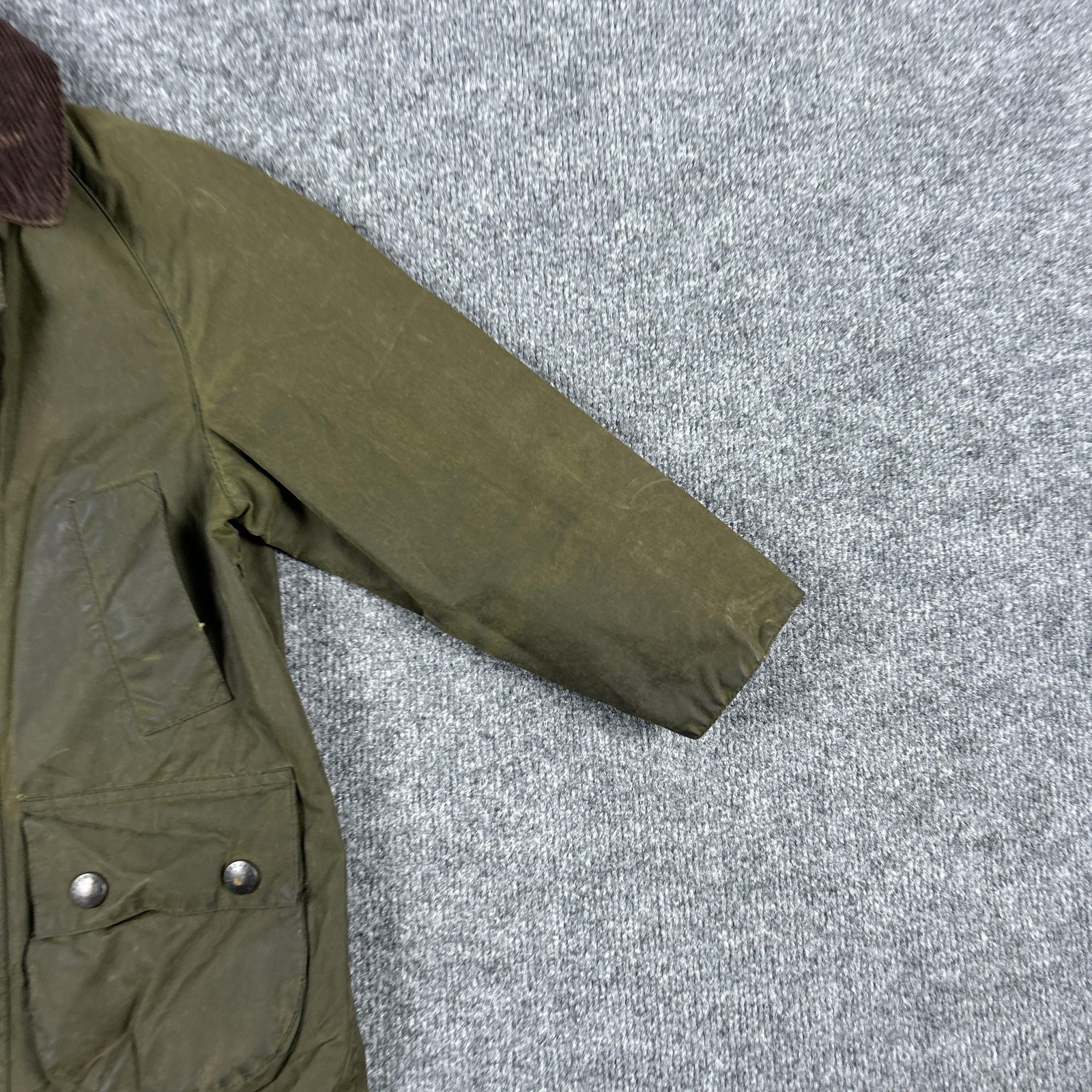 Barbour Bedale Jacket Kids Small Green Waxed Cotton Hunting Coat England