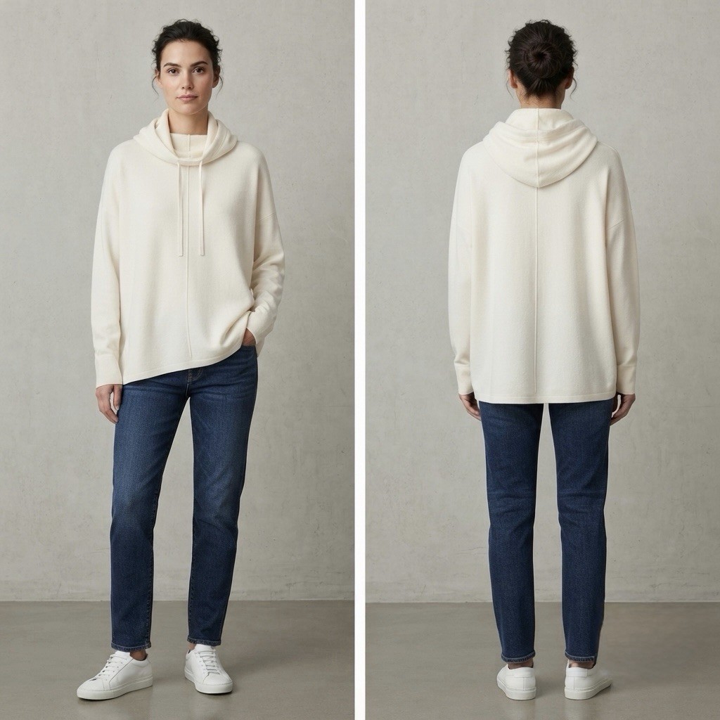 Banana Republic Size-L Womens Pullover Sweater Hoodie Off White