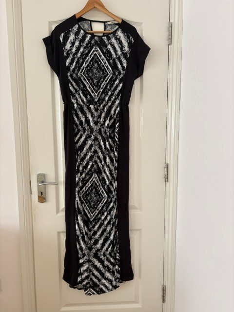 Oasis Black and White Print Maxi Dress Size S