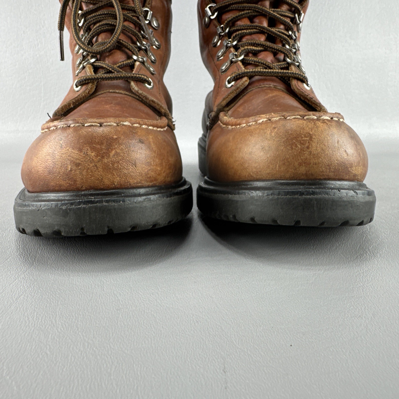 Vintage Red Wing Boots 404 Style Mens 7 D Brown Leather Moc Toe Workwear Combat