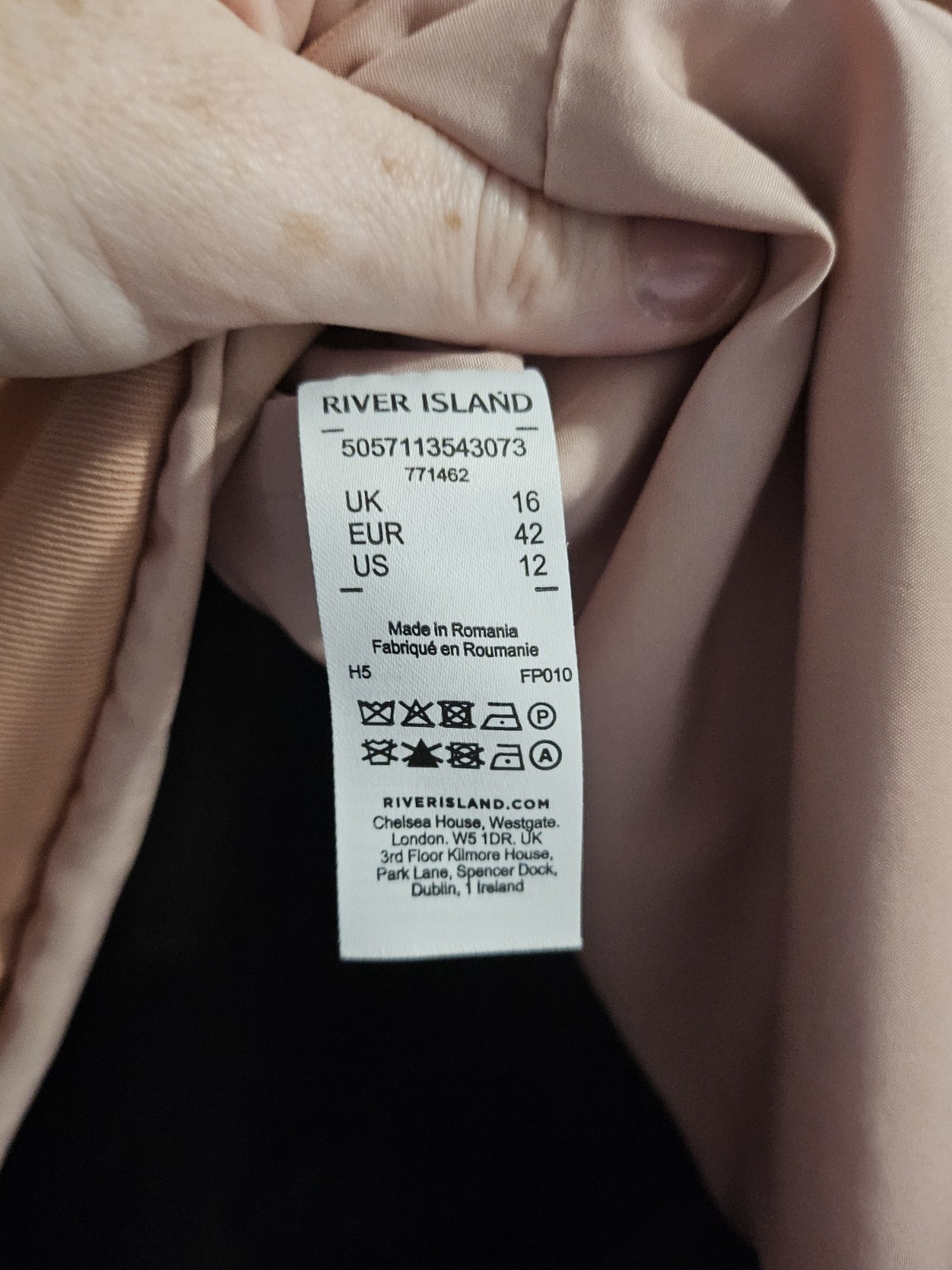 River Island salmon pink oversized blazer ruched sleeves Size 16 Women’s