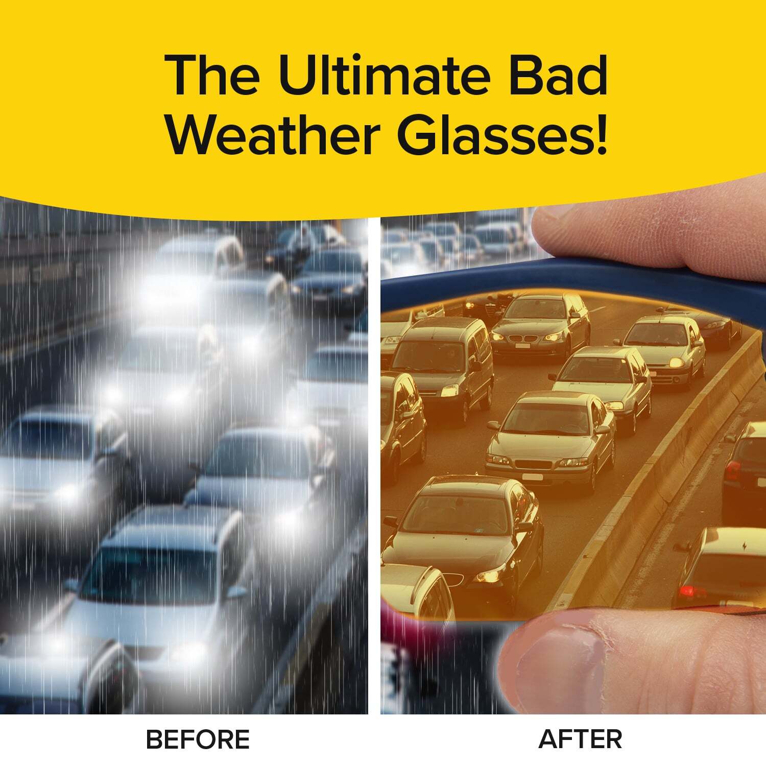 BattleVision Storm Wraparounds Bad Weather Driving Glasses, AS-SEEN-ON-TV