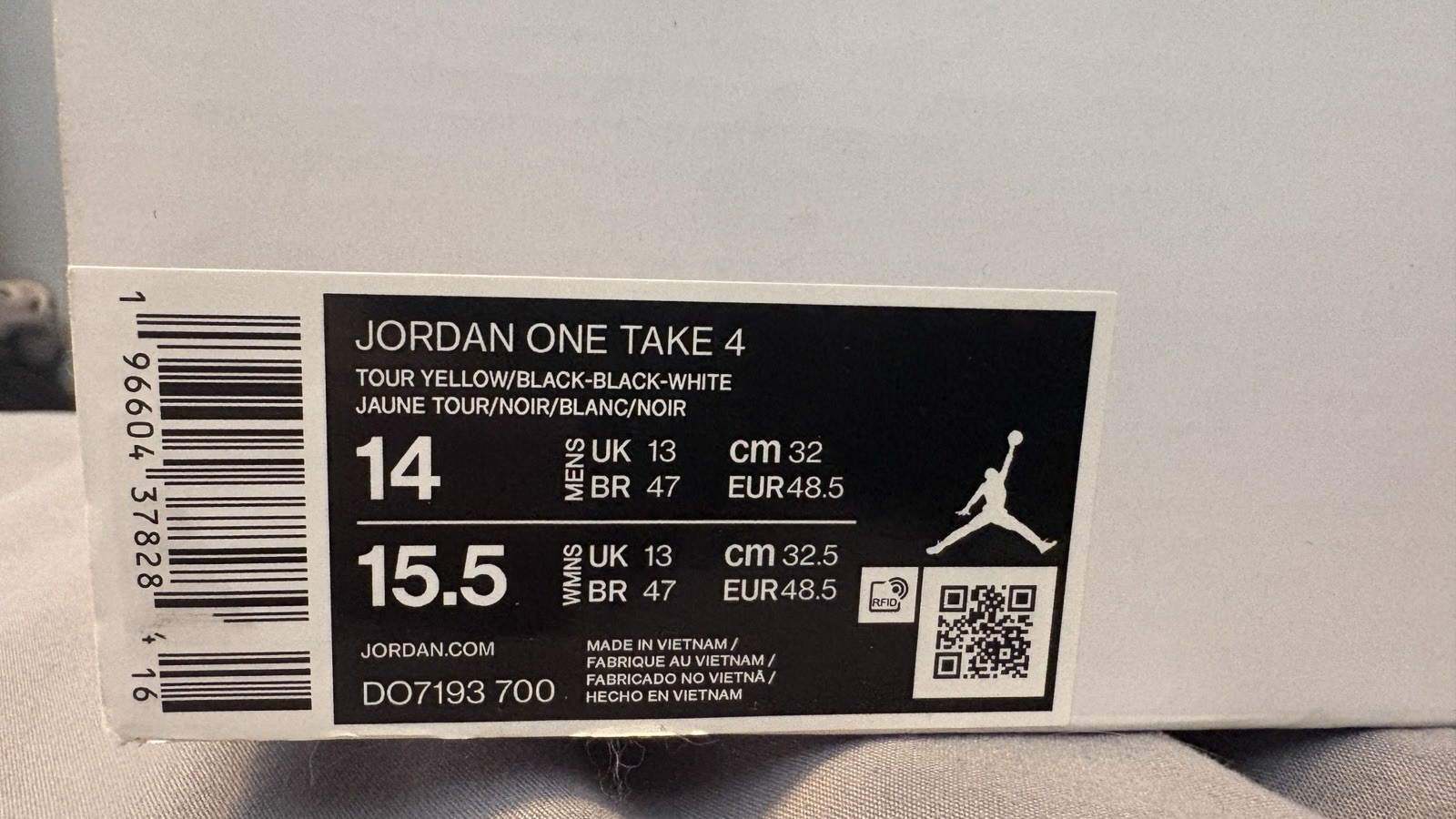 Jordan Air Jordan One Take 4 Tour Yellow/Black/White Basketball Shoes DO7193-700