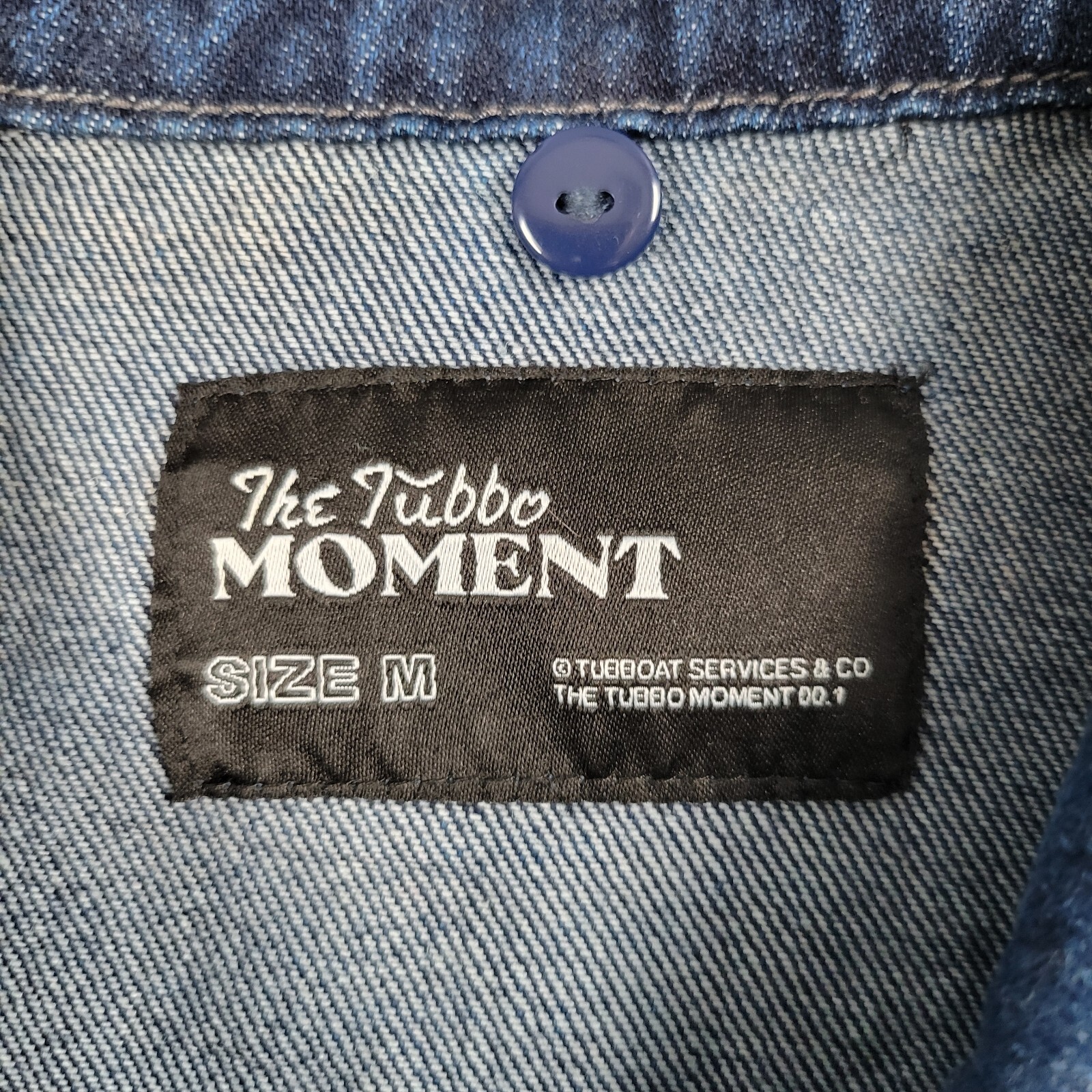 The Tubbo Moment Jacket Mens Medium Blue Denim Indigo Sandwash Sea Scene Trucker