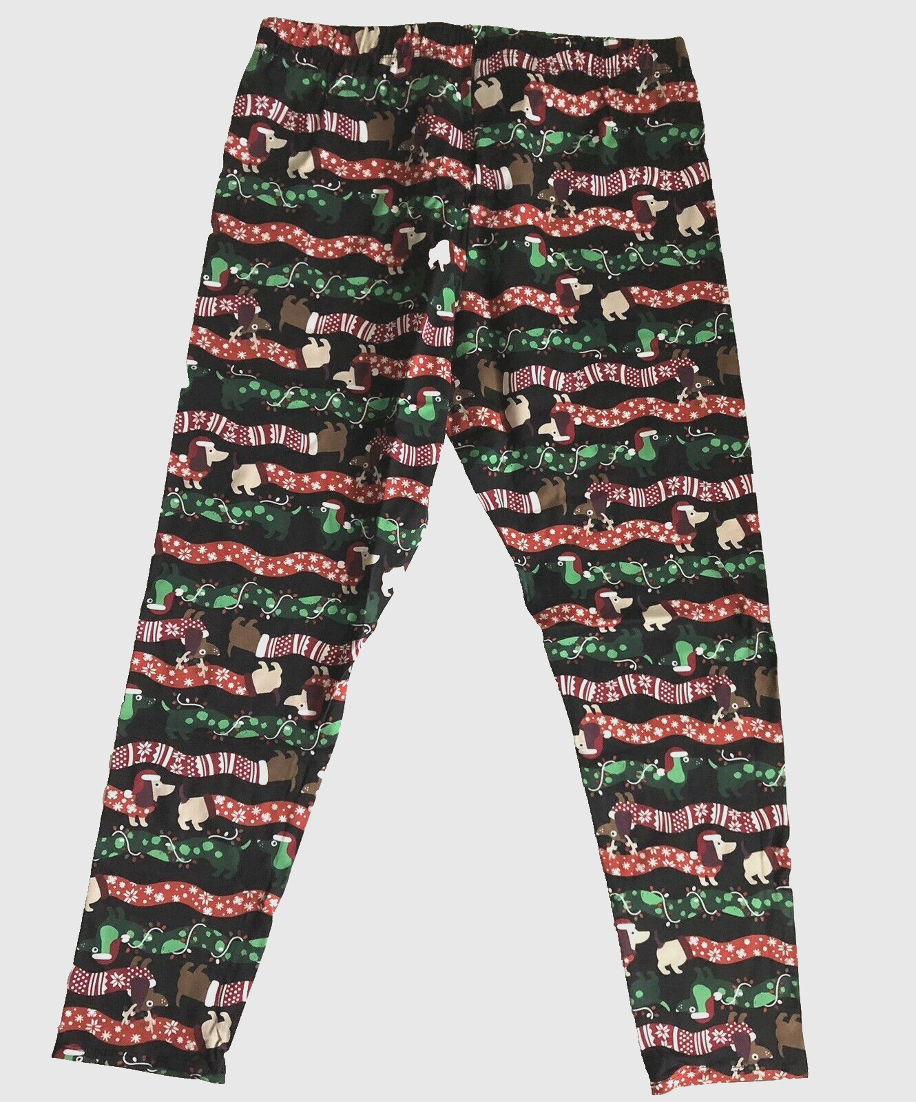 No Boundaries Juniors Size L(11-13) Dachshund Dog Pattern Holiday Ankle Leggings