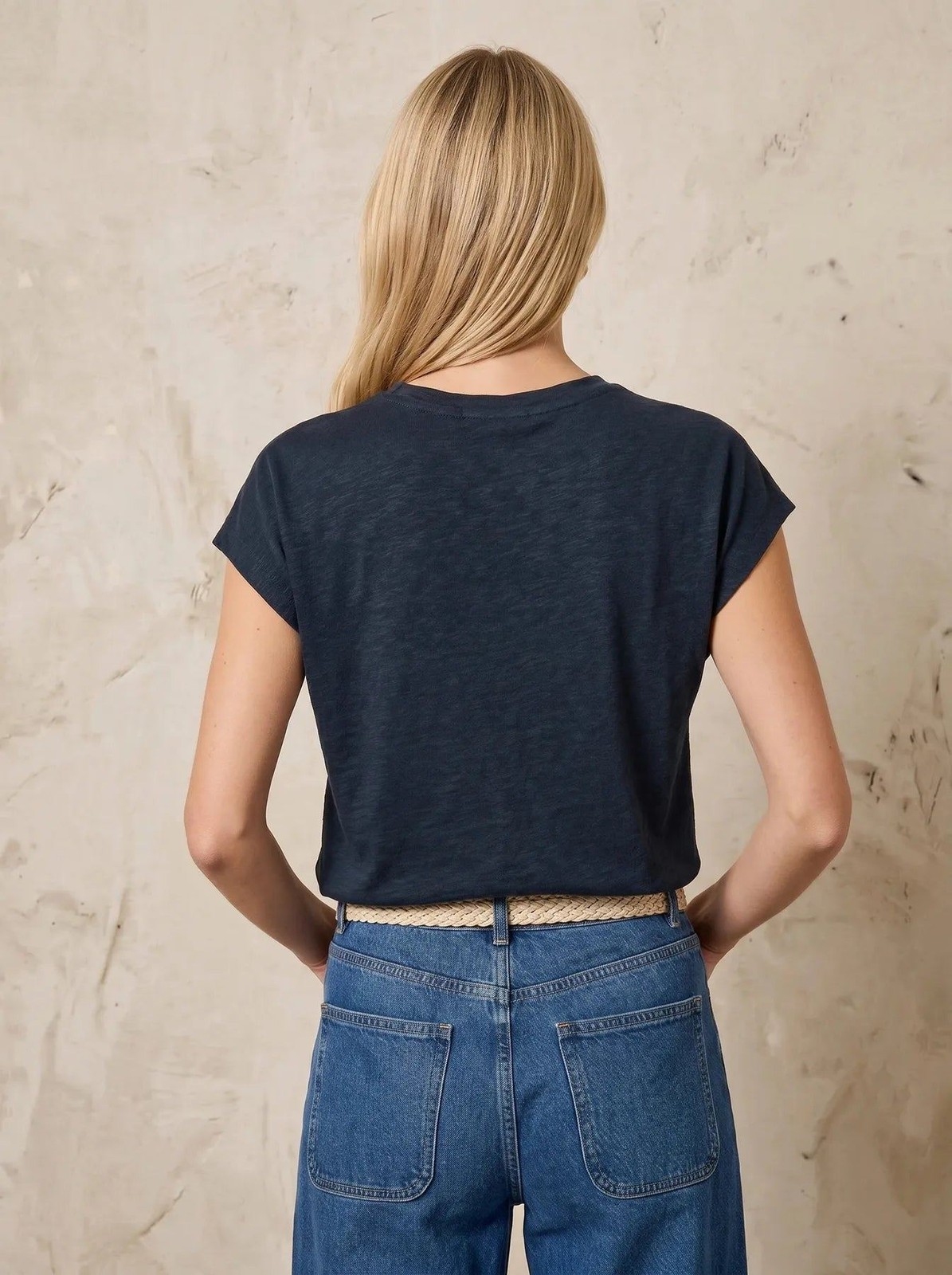 White Stuff Navy Rowan Linen T-shirt