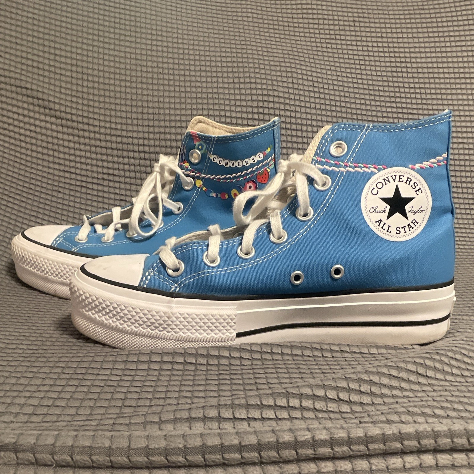 Converse Chuck Taylor All Star High Top Lace Up Sneakers Blue/White Textile