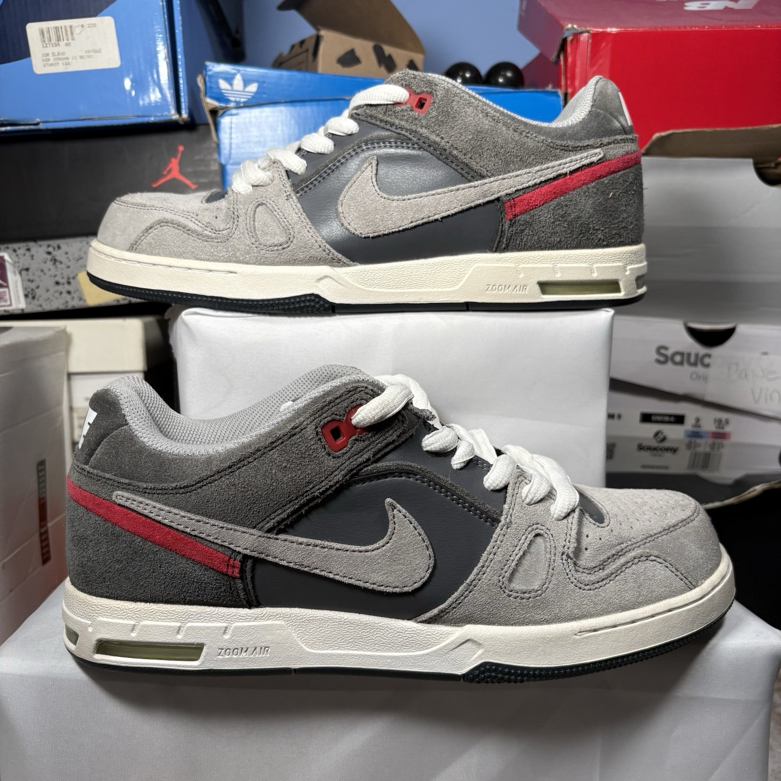 Size 9 – Nike 6.0 Zoom Oncore 2 Charcoal Red Skateboarding Shoes